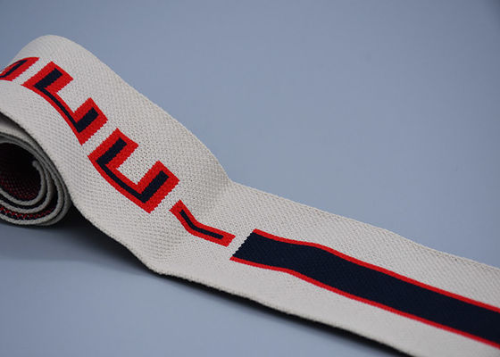 Kleidung fertigte Jacquardwebstuhl-elastisches Band mit einem Seitenlogo besonders an