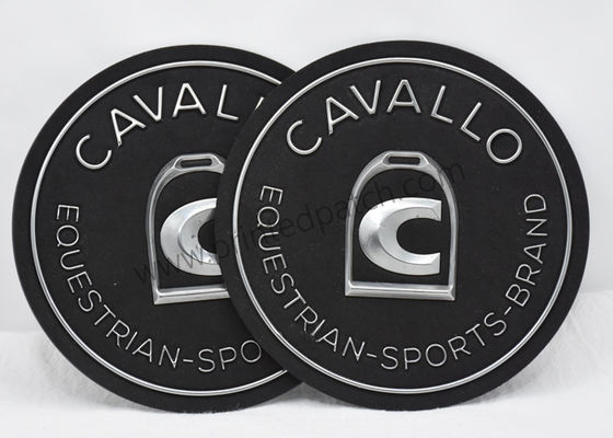 2mm silbernes TPU prägten Veloursleder-Aufkleber der Flecken-OEKO des Schwarz-3D